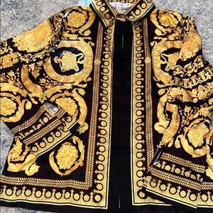 Versace inspired silk button down shirt.